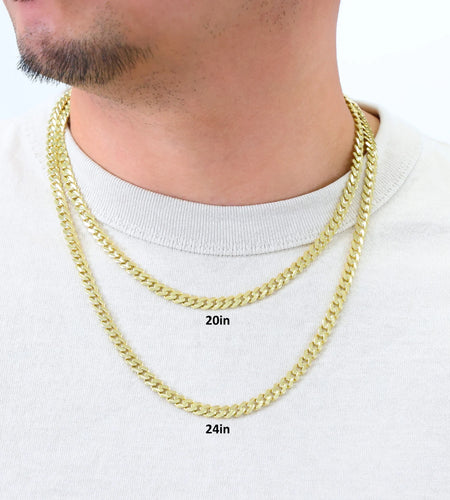 14K Real Yellow Gold Royal Monaco 6Mm Miami Cuban Link Necklace (16"-30") Italian Jewelry for Men & Women